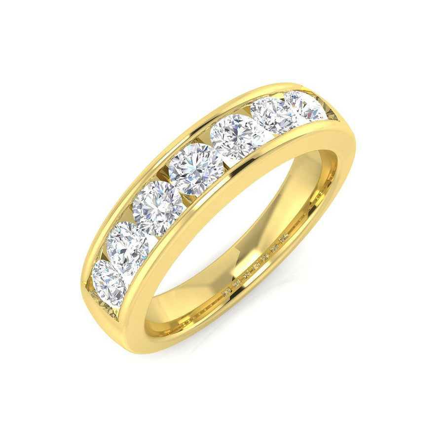 Diamond 7 Stone Eternity Ring 1.50ct F-VS Quality in 18k Yellow Gold - My Jewel World