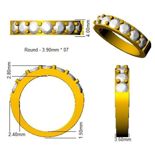 Diamond 7 Stone Eternity Ring 1.60ct F-VS Quality in 18k White Gold - My Jewel World