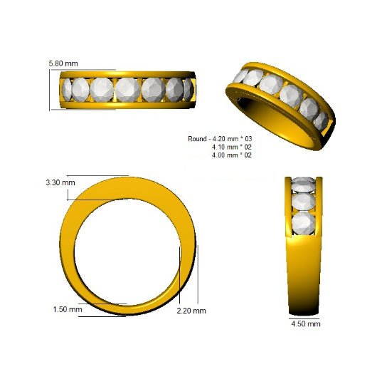 Diamond 7 Stone Eternity Ring 2.00ct F-VS Quality in 18k Yellow Gold - My Jewel World