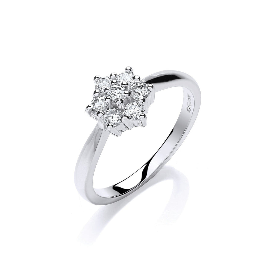 Diamond 7 Stone Ring 0.33ct H-SI Quality in 9K White Gold - My Jewel World