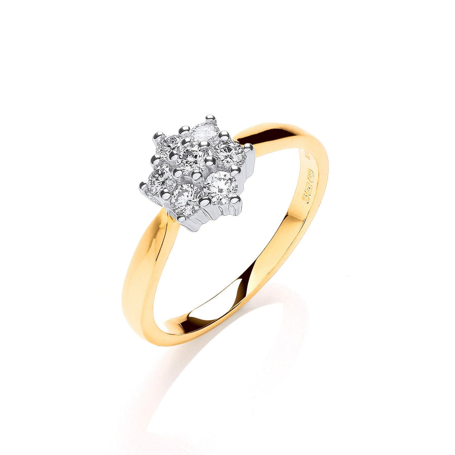 Diamond 7 Stone Ring 0.33ct H-SI Quality in 9K Yellow Gold - My Jewel World