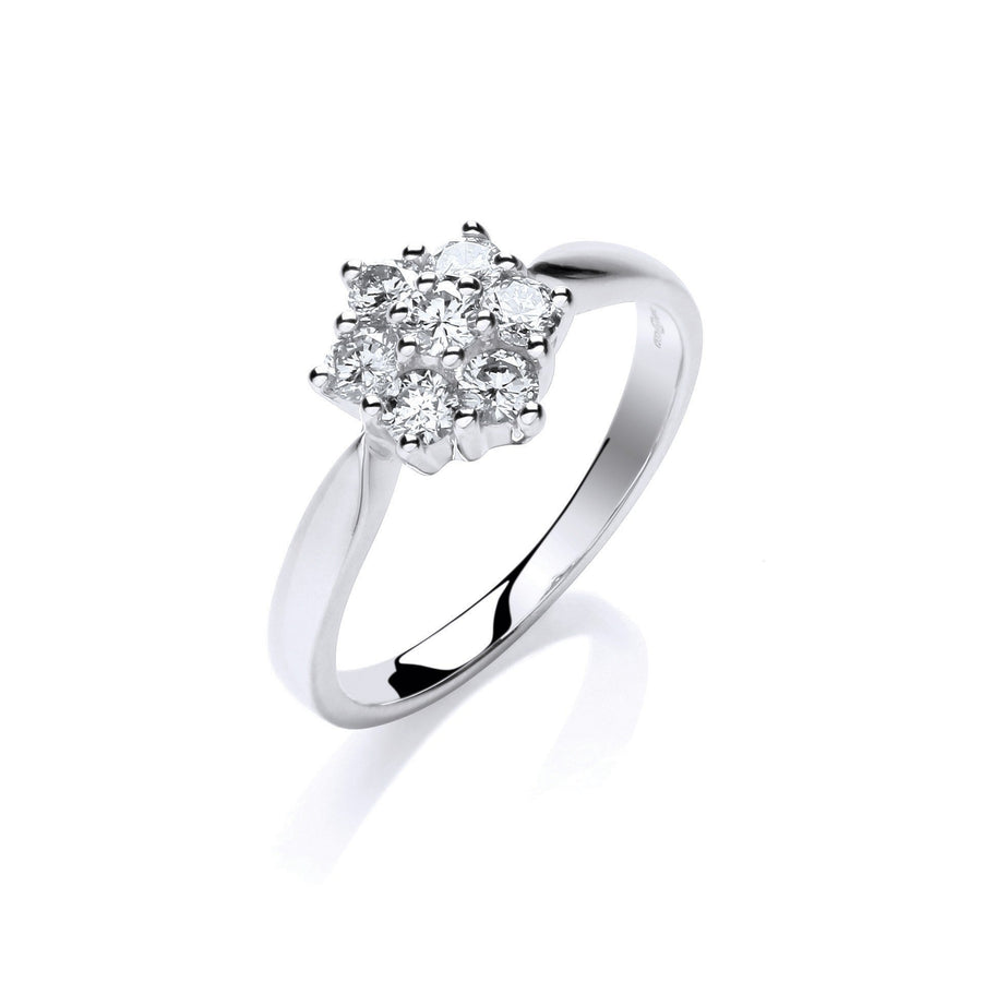 Diamond 7 Stone Ring 0.50ct H-SI Quality in 9K White Gold - My Jewel World