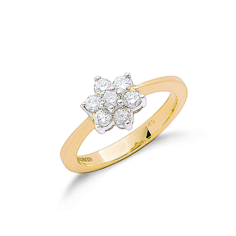 Diamond 7 Stone Ring 0.50ct H-SI Quality in 9K Yellow Gold - My Jewel World