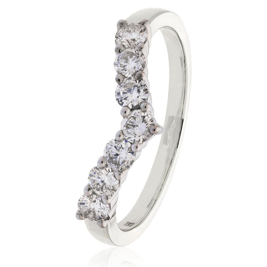 Diamond 7 Stone Wishbone Ring 0.50ct F-VS Quality in 18k White Gold - My Jewel World