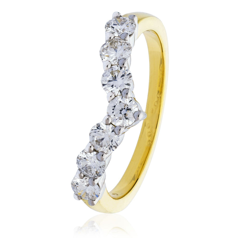 Diamond 7 Stone Wishbone Ring 0.50ct F-VS Quality in 18k Yellow Gold - My Jewel World