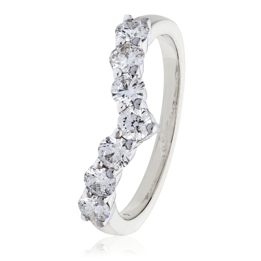 Diamond 7 Stone Wishbone Ring 0.80ct F-VS Quality in Platinum - My Jewel World