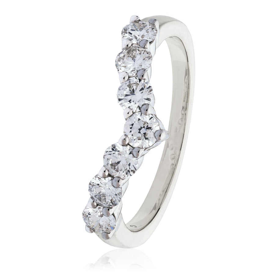 Diamond 7 Stone Wishbone Ring 0.80ct G-SI Quality in 18k White Gold - My Jewel World