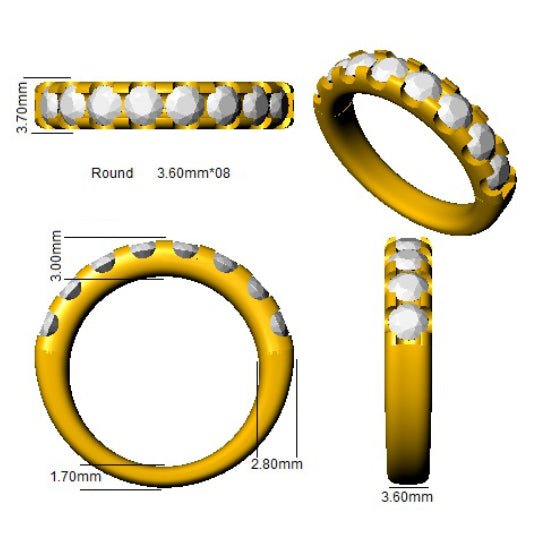 Diamond 8 Stone Eternity Ring 1.50ct F-VS Quality in 18k White Gold - My Jewel World