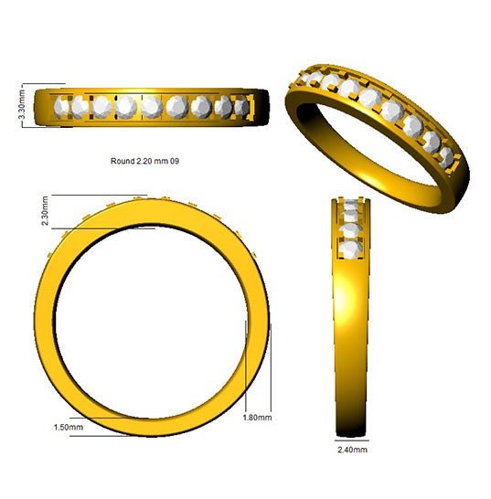 Diamond 9 Stone Eternity Ring 0.35ct F-VS Quality in 18k Rose Gold - My Jewel World