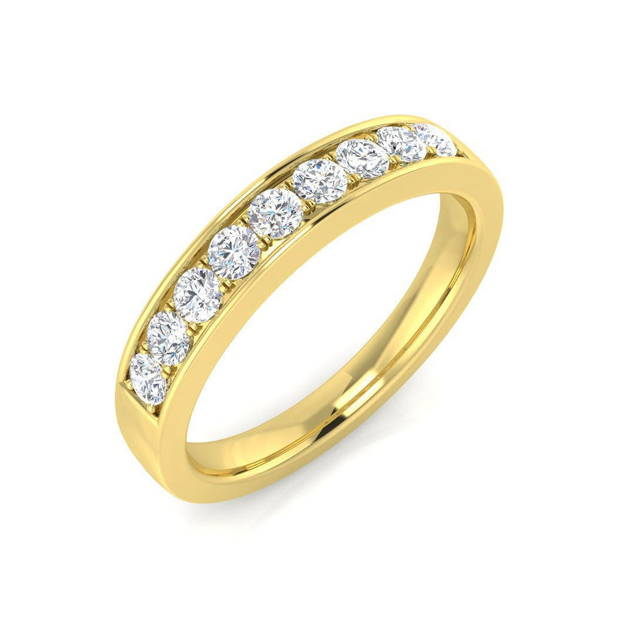 Diamond 9 Stone Eternity Ring 0.35ct F-VS Quality in 18k Yellow Gold - My Jewel World
