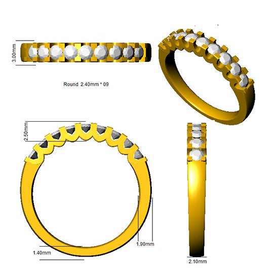 Diamond 9 Stone Eternity Ring 0.50ct F-VS Quality in 18k Yellow Gold - My Jewel World