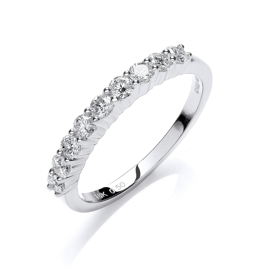 Diamond 9 Stone Eternity Ring 0.50ct H-SI Quality in 18K White Gold - My Jewel World