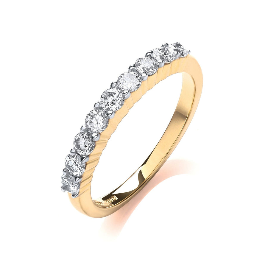 Diamond 9 Stone Eternity Ring 0.50ct H-SI Quality in 18K Yellow Gold - My Jewel World