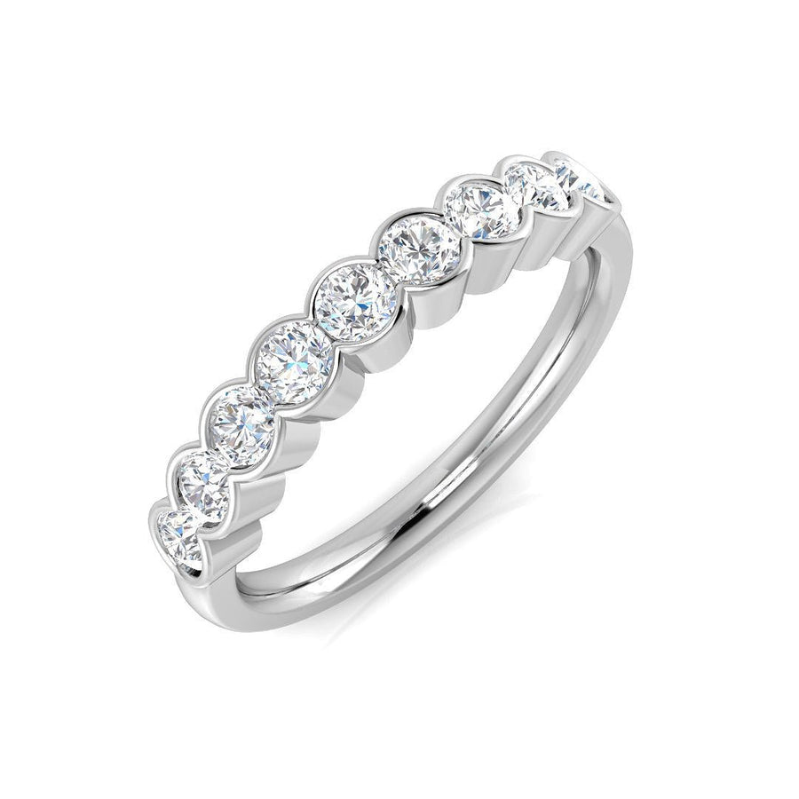 Diamond 9 Stone Eternity Ring 0.60ct F-VS Quality in 18k White Gold - My Jewel World