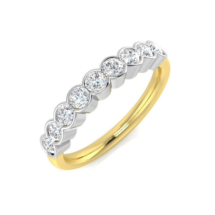Diamond 9 Stone Eternity Ring 0.60ct F-VS Quality in 18k Yellow Gold - My Jewel World