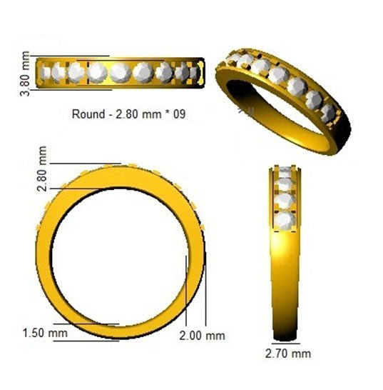 Diamond 9 Stone Eternity Ring 0.75ct F-VS Quality in 18k Rose Gold - My Jewel World