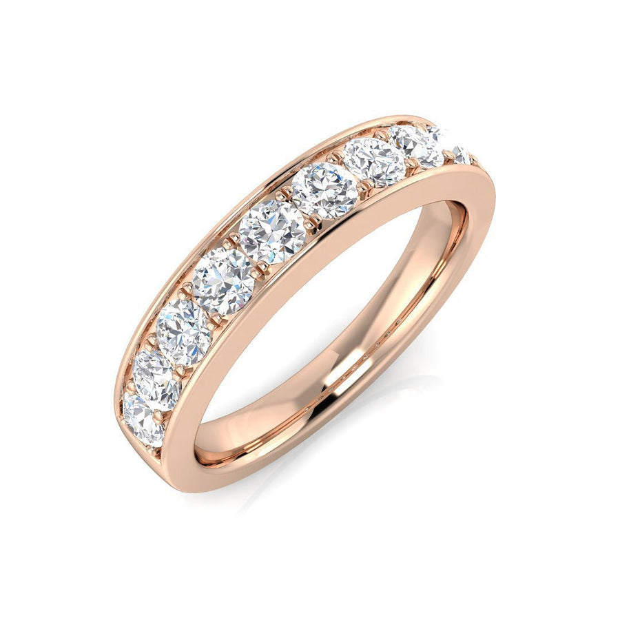 Diamond 9 Stone Eternity Ring 0.75ct F-VS Quality in 18k Rose Gold - My Jewel World