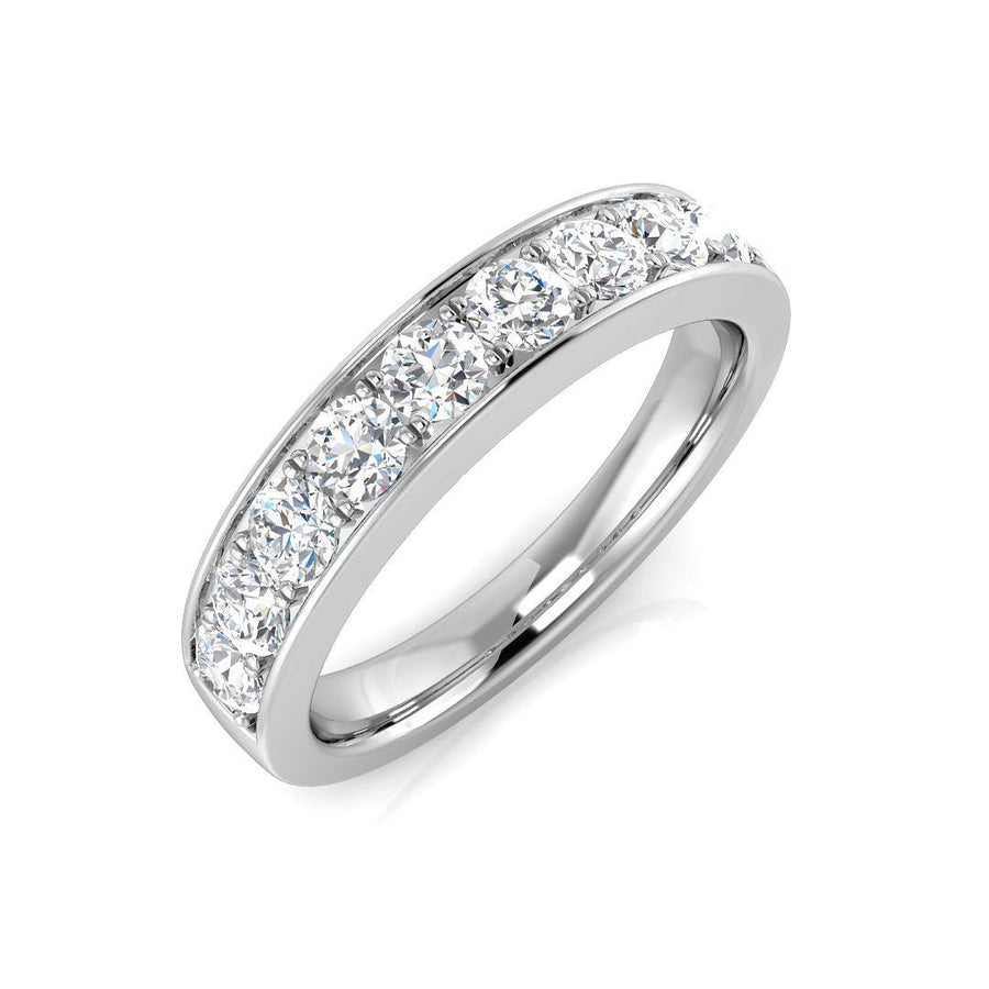 Diamond 9 Stone Eternity Ring 0.75ct F-VS Quality in 18k White Gold - My Jewel World