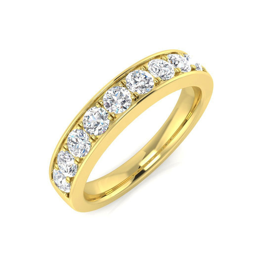 Diamond 9 Stone Eternity Ring 0.75ct F-VS Quality in 18k Yellow Gold - My Jewel World