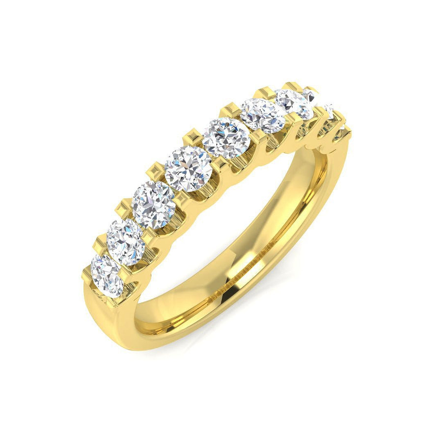 Diamond 9 Stone Eternity Ring 0.80ct F-VS Quality in 18k Yellow Gold - My Jewel World