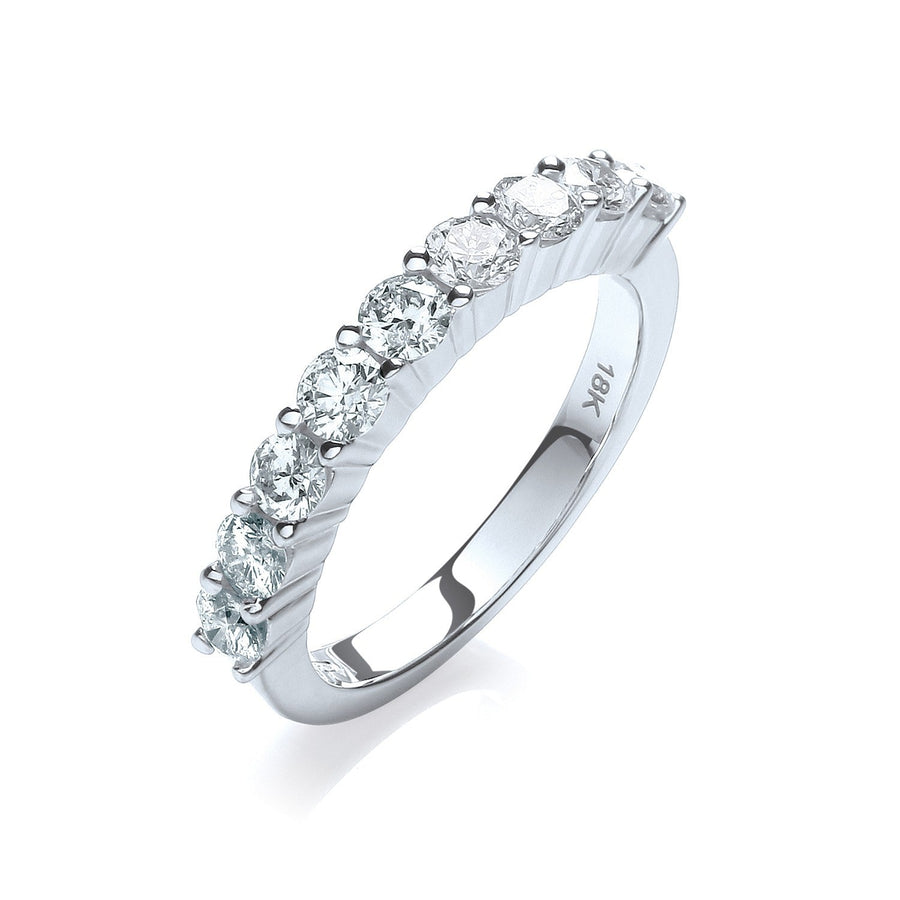 Diamond 9 Stone Eternity Ring 1.00ct H-SI Quality in 18K White Gold - My Jewel World