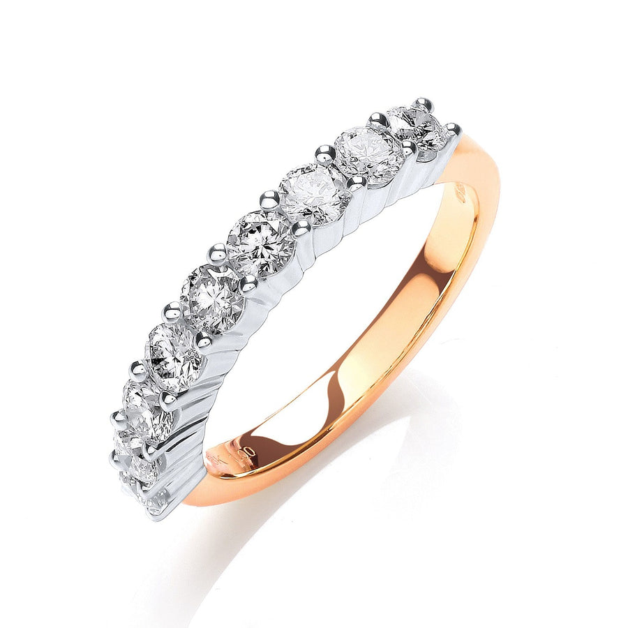 Diamond 9 Stone Eternity Ring 1.00ct H-SI Quality in 18K Yellow Gold - My Jewel World