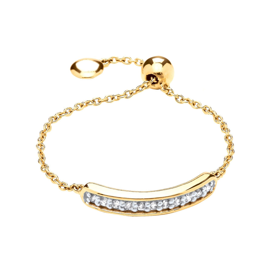 Diamond Adjustable Ring 0.07ct H-SI Quality inn 9K Yellow Gold - My Jewel World
