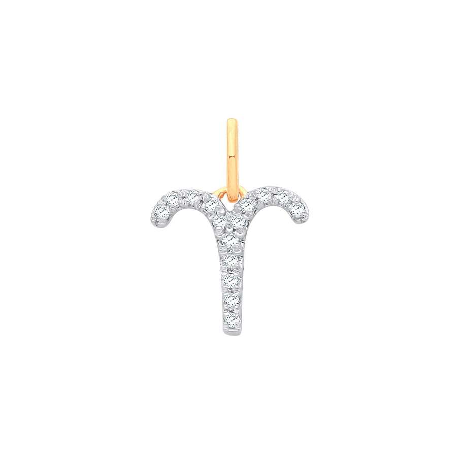 Diamond Aries Zodiac Pendant Necklace 0.10ct H-SI in 9K Yellow Gold - My Jewel World