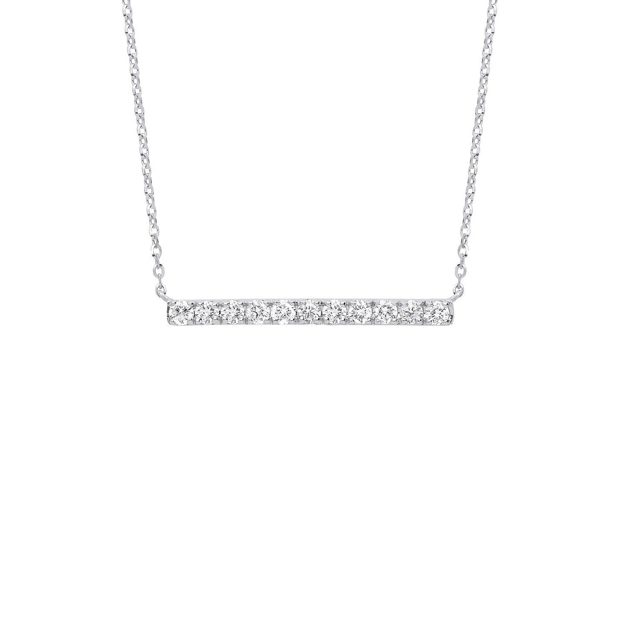 Diamond Bar Necklace 18 Inch 0.33ct H-SI Quality in 9K White Gold - My Jewel World