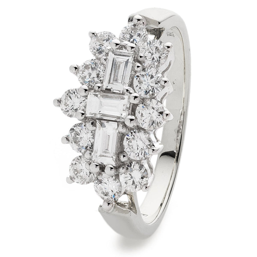 Diamond Boat Cluster Ring 2.00ct F-VS Quality in Platinum - My Jewel World