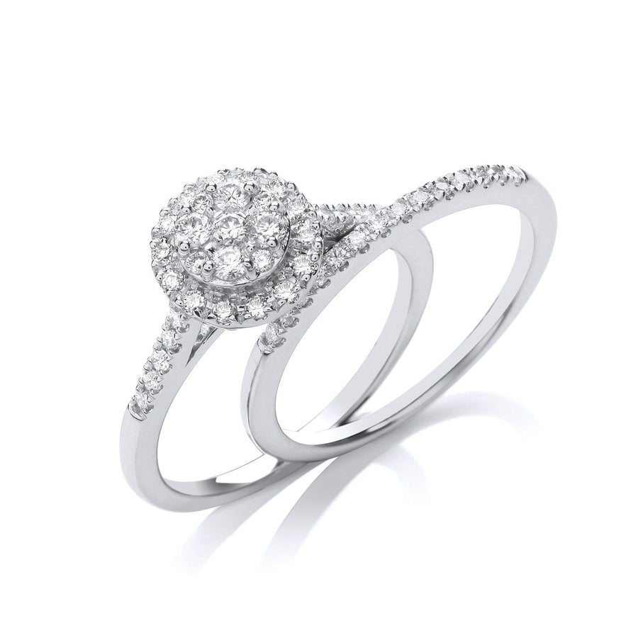 Diamond Bridal Ring Set 0.50ct H-SI Quality in 18K White Gold - My Jewel World