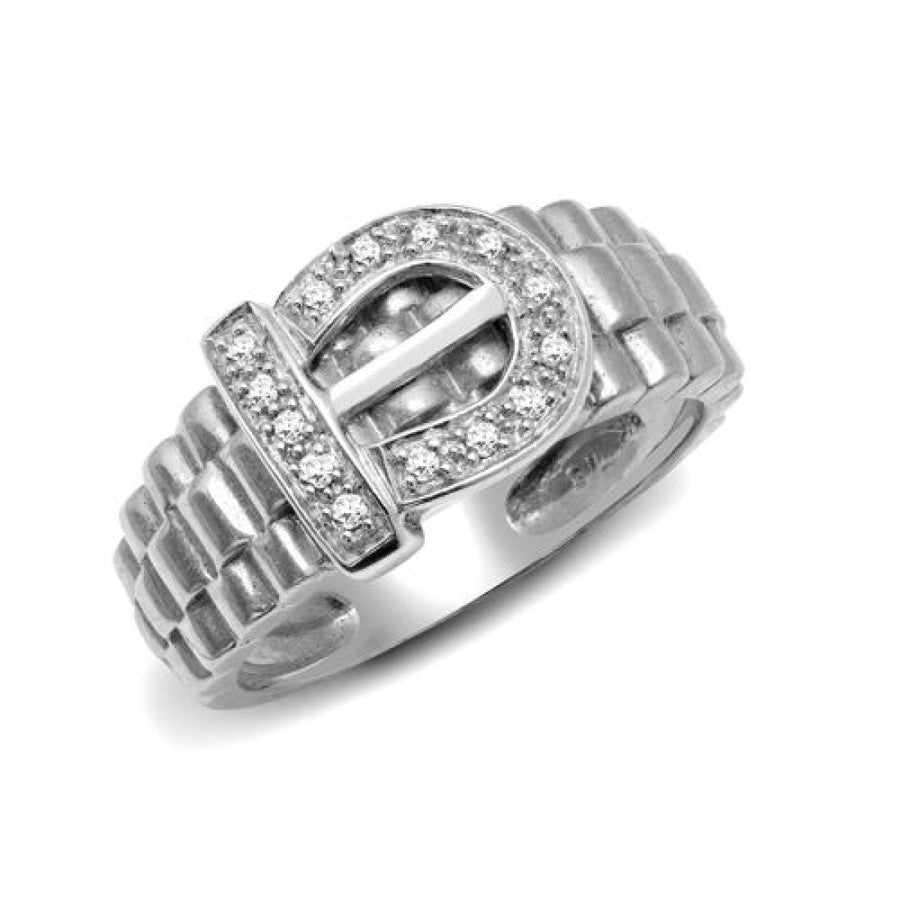 Diamond Buckle Ring 0.15ct Premium Quality set in 9ct White Gold - My Jewel World