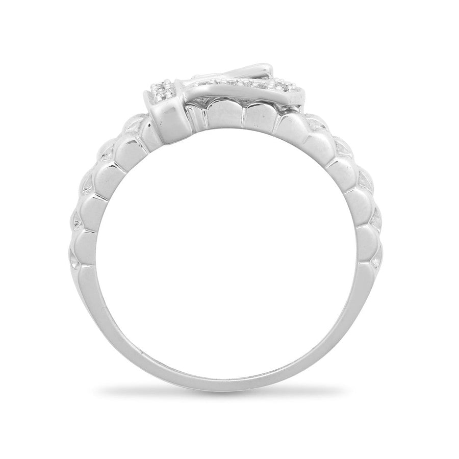 Diamond Buckle Ring 0.15ct Premium Quality set in 9ct White Gold - My Jewel World
