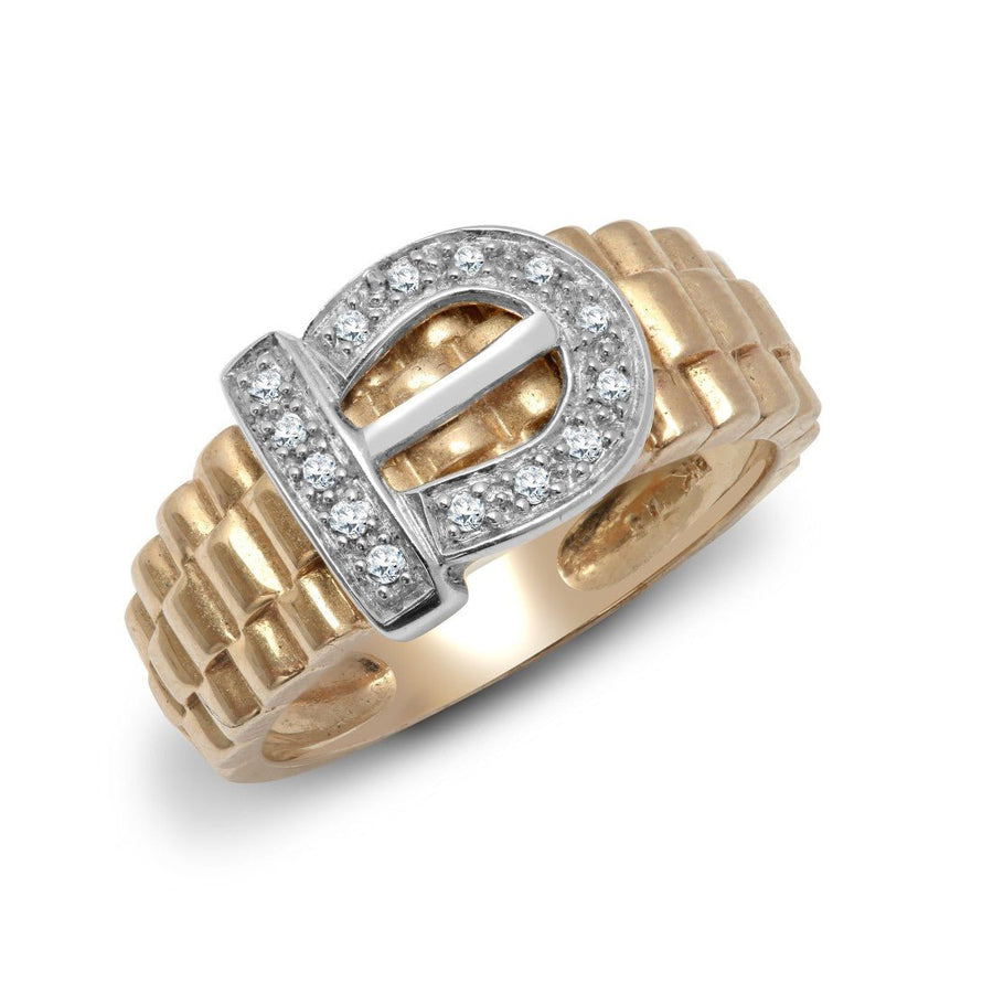 Diamond Buckle Ring 0.15ct Premium Quality set in 9ct Yellow Gold - My Jewel World