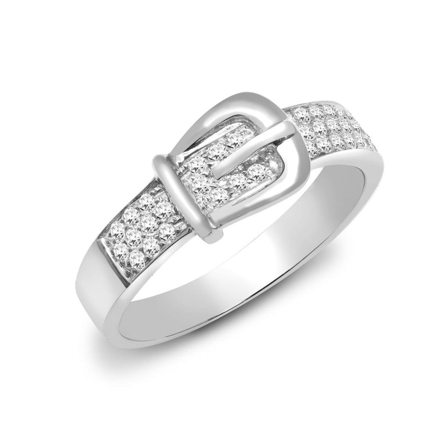 Diamond Buckle Ring 0.34ct Premium Quality set in 18ct White Gold - My Jewel World