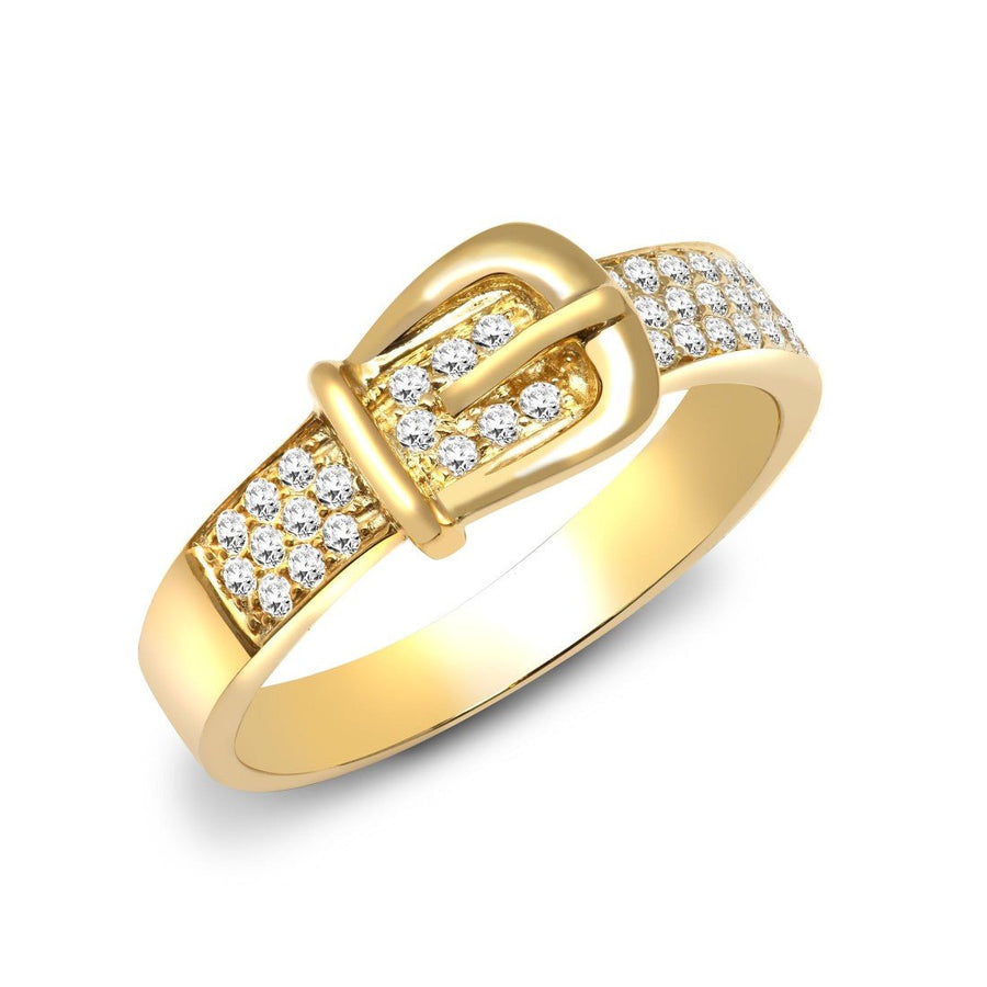 Diamond Buckle Ring 0.34ct Premium Quality set in 18ct Yellow Gold - My Jewel World
