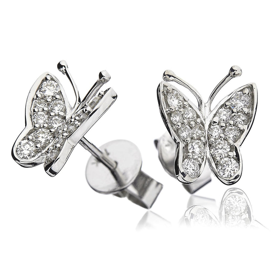 Diamond Butterfly Earrings 0.40ct F VS Quality in 18k White Gold - My Jewel World