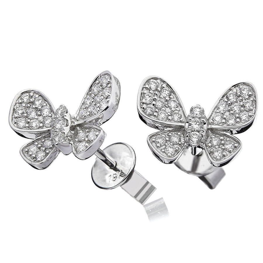 Diamond Butterfly Earrings 0.50ct F VS Quality in 18k White Gold - My Jewel World