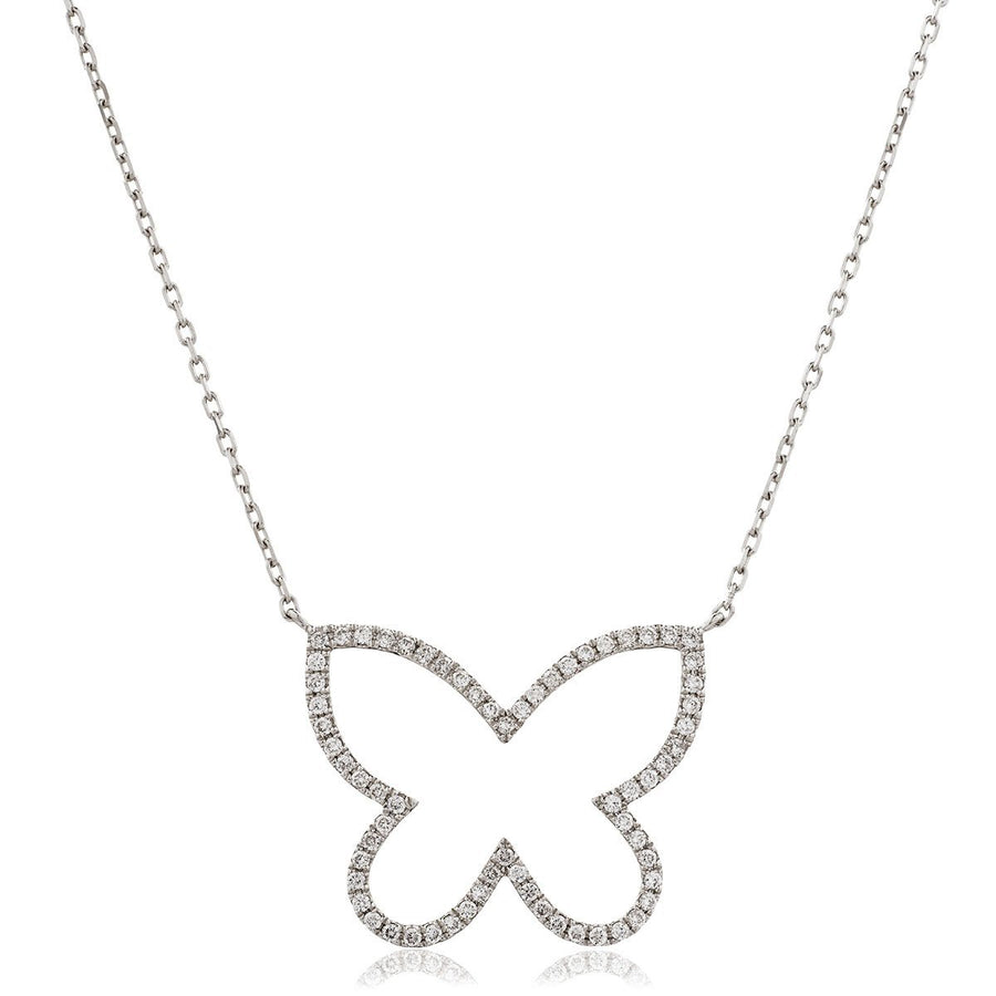 Diamond Butterfly Necklace 0.45ct F VS Quality in 18k White Gold - My Jewel World