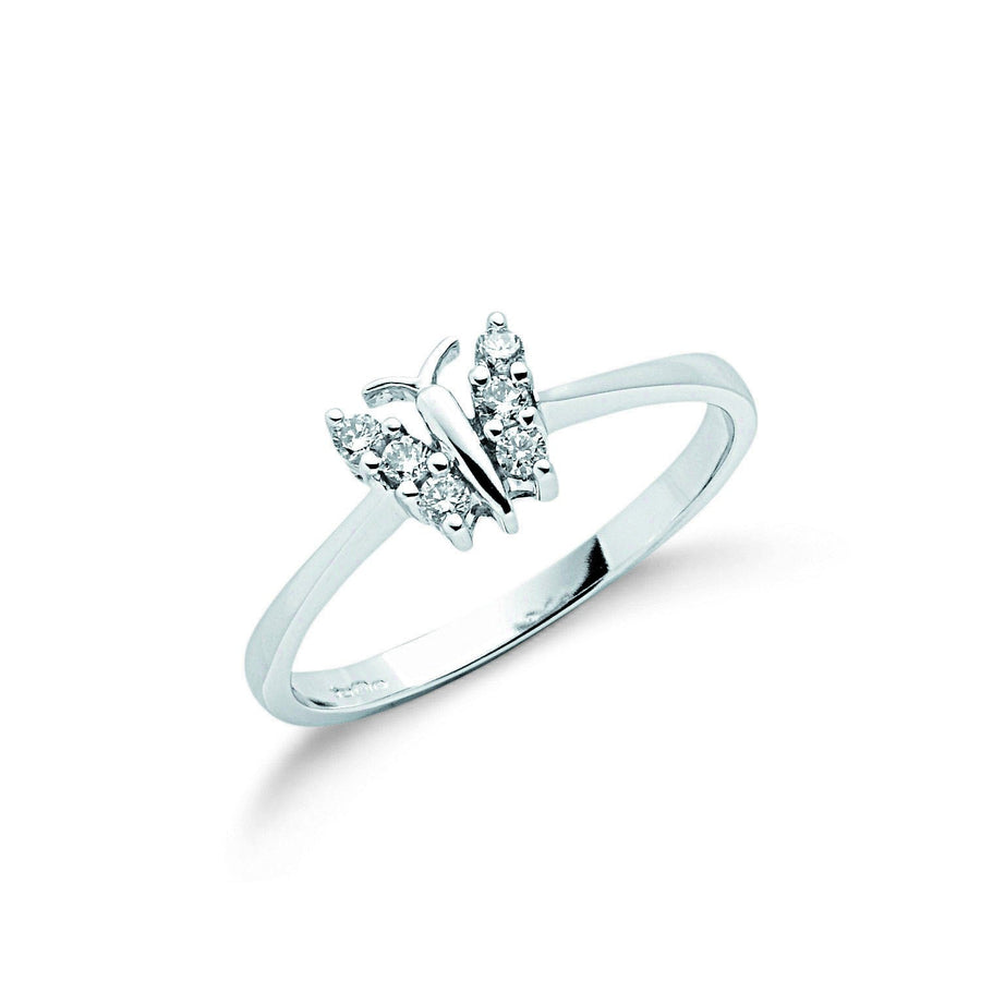 Diamond Butterfly Ring 0.15ct H-SI Quality in 9K White Gold - My Jewel World