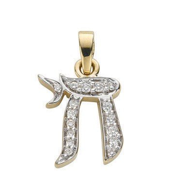 Diamond Chai Pendant Necklace 0.20ct H-SI in 9K Yellow Gold - My Jewel World