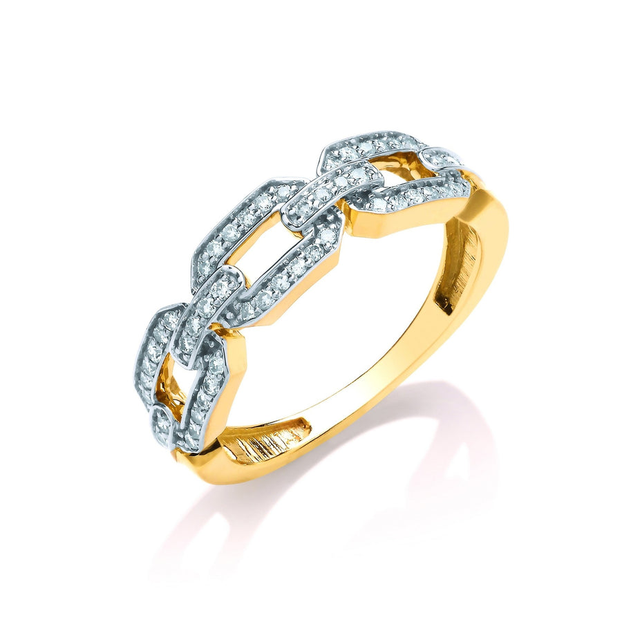 Diamond Chain Design Ring 0.25ct H-SI Quality in 9K Yellow Gold - My Jewel World