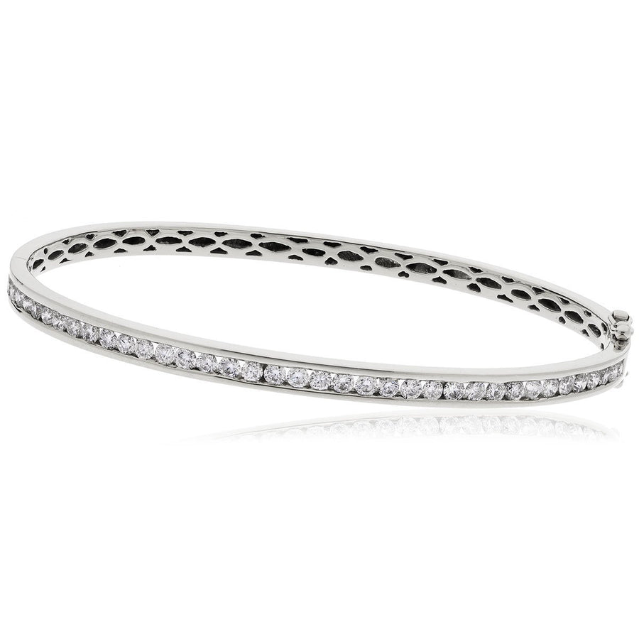 Diamond Channel Set Bangle 0.60ct F VS Quality in 18k White Gold - My Jewel World