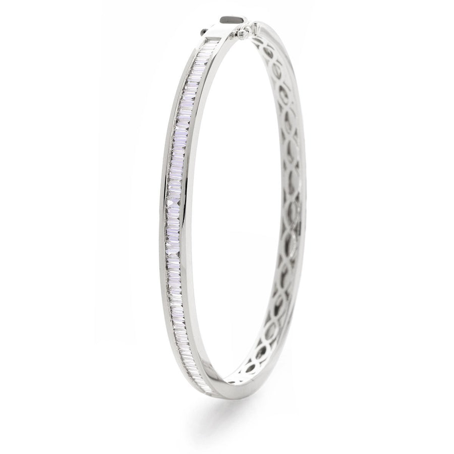 Diamond Channel Set Bangle 1.50ct F VS Quality in 18k White Gold - My Jewel World