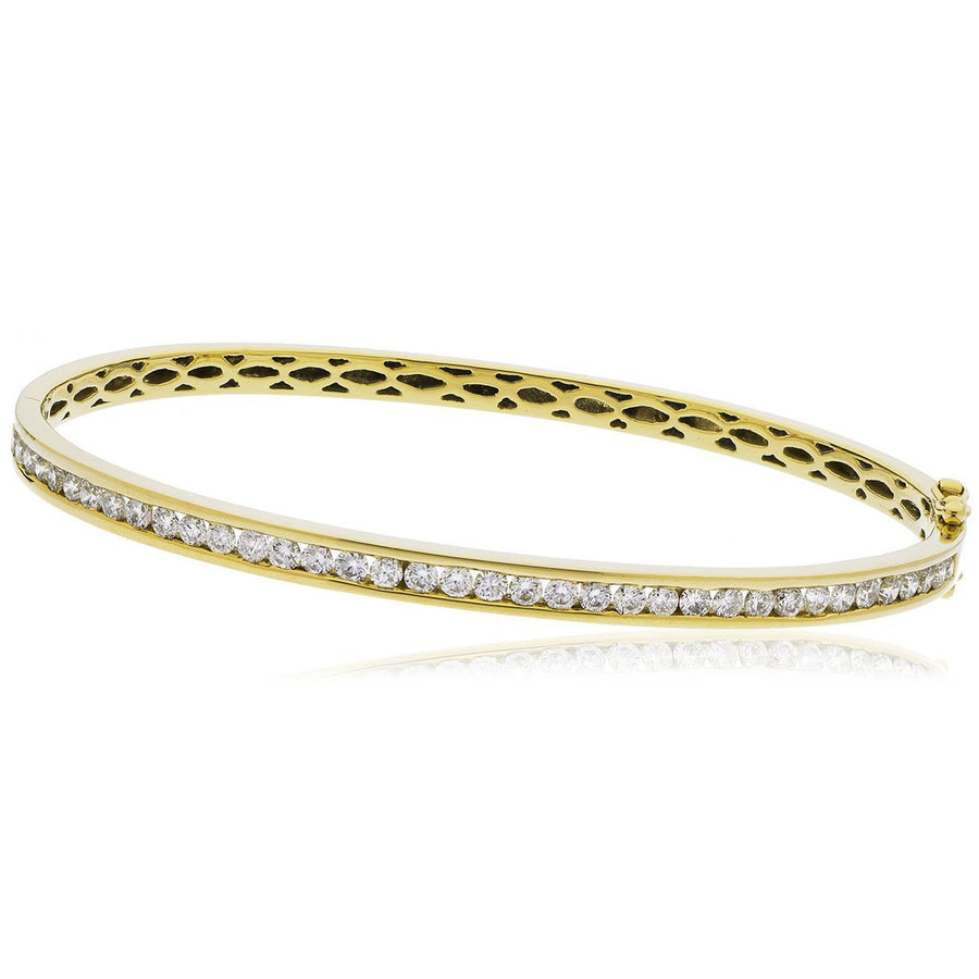 Diamond Channel Set Bangle 2.00ct F VS Quality in 18k Yellow Gold - My Jewel World