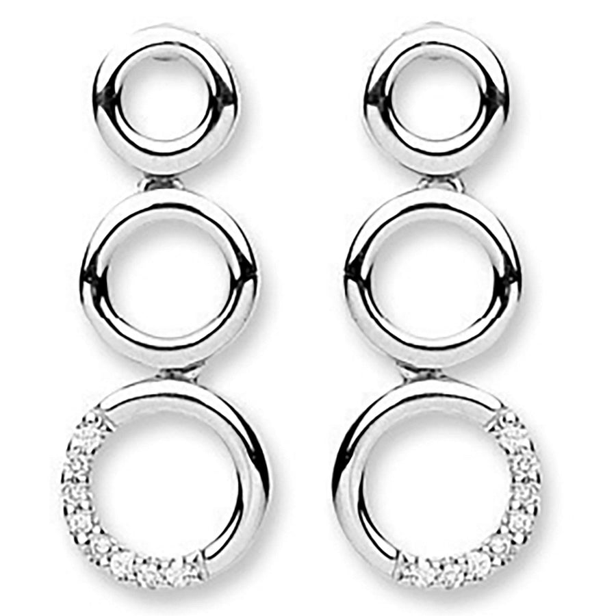 Diamond Circle Of Life Drop Earrings 0.08ct H-SI Quality 9K White Gold - My Jewel World