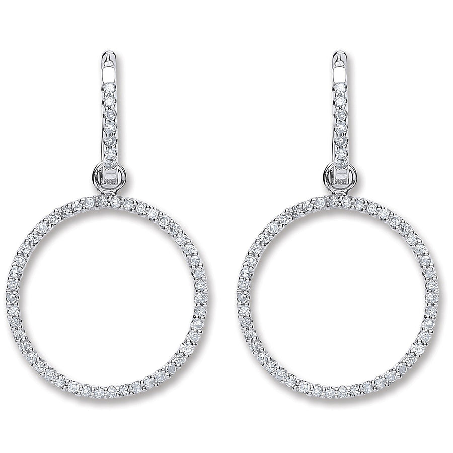 Diamond Circle of Life Drop Earrings .55ct H-SI Quality 18K White Gold - My Jewel World