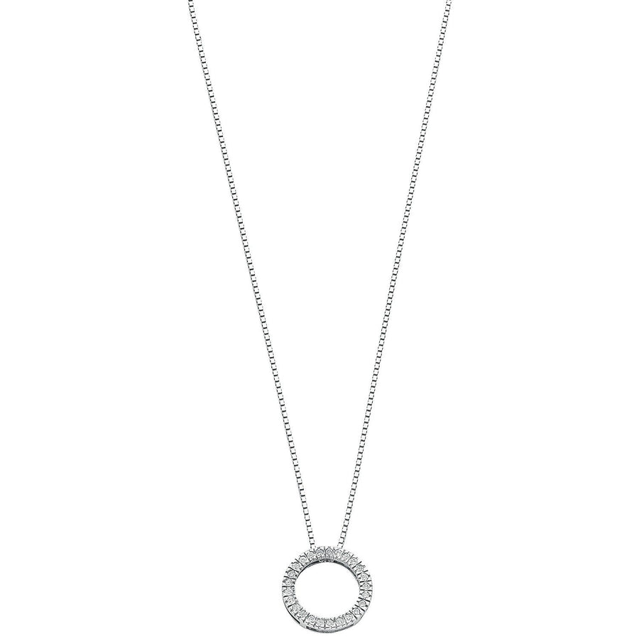 Diamond Circle of Life Necklace 18 Inch 0.25ct H-SI in 9K White Gold - My Jewel World