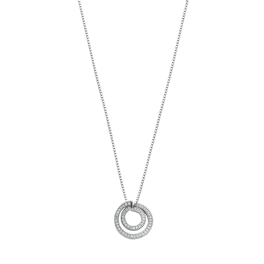 Diamond Circle of Life Necklace 18 Inch 0.31ct H-SI in 9K White Gold - My Jewel World