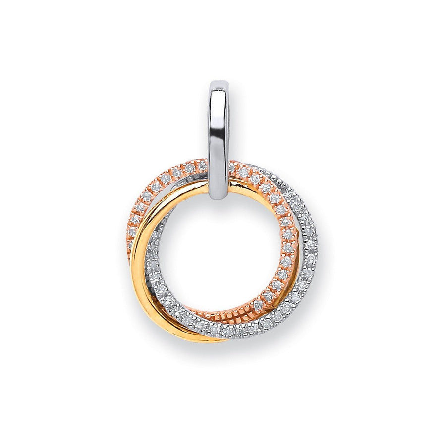 Diamond Circle Of Life Pendant Necklace 0.15ct H-SI 9K 3 Tone Gold - My Jewel World